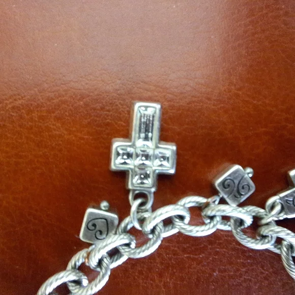 Brighton Silver Charm Bracelet with Plain & Crystal Cross Pendants - Picture 6 of 6